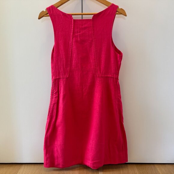 Anthropologie Edme & Esyllte Barbiecore Hot Pink Sleeveless Linen Sheat (Size 0) - Picture 2 of 6